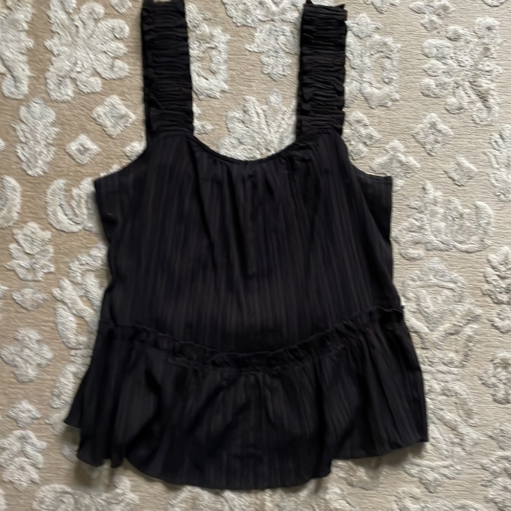 Current Air, small, ruffled peplum black tank, from Anthro